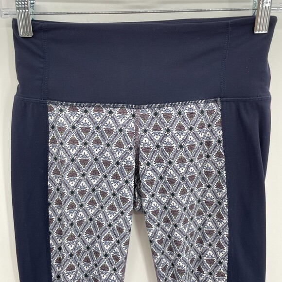 ATHLETA Mantra Mosaic Blue Arabesque Mesh Capri Leggings Size XSP XS Petite - Picture 4 of 10